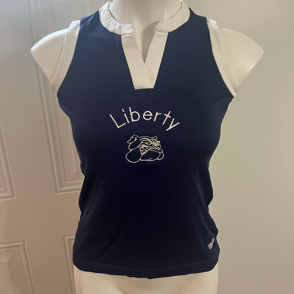 Varsity Liberty Bulldogs Women's Dark Blue and White Tank Top - Picture 1 of 3